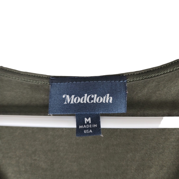 MODCLOTH Womens Medium Button Down V Neck Sleeveless Tank Top Blouse Shirt Green - Picture 4 of 6